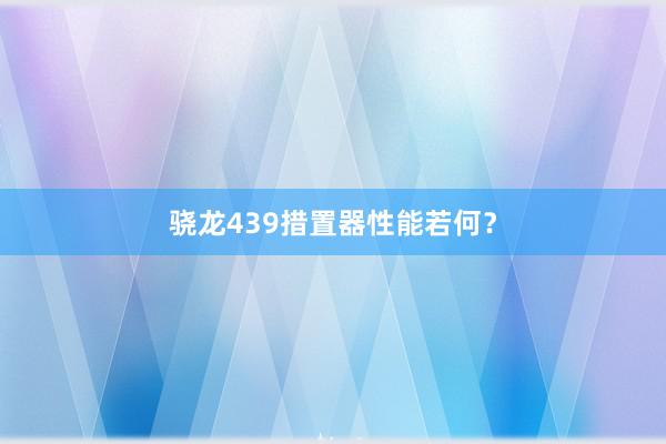 骁龙439措置器性能若何？